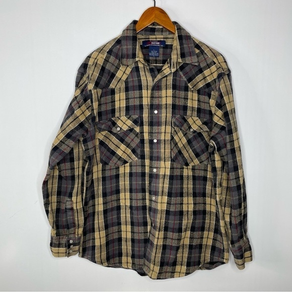 Five Brother Heavyweight Plaid Snap Front Shirt Large - Picture 1 of 4